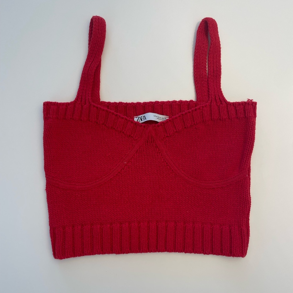 Zara Red Knit Crop Top